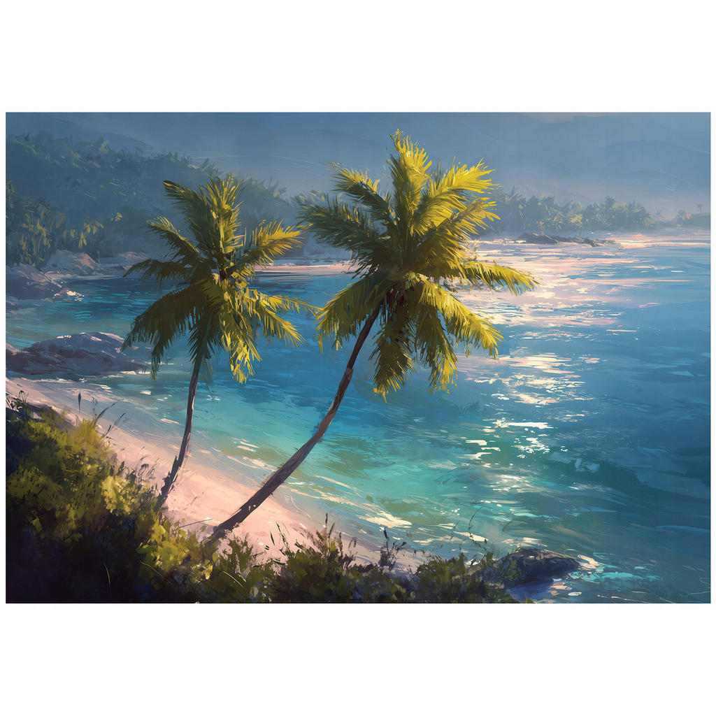 Wallarena FOTOTAPETA Palm Tree Beach Blue 200x140 cm