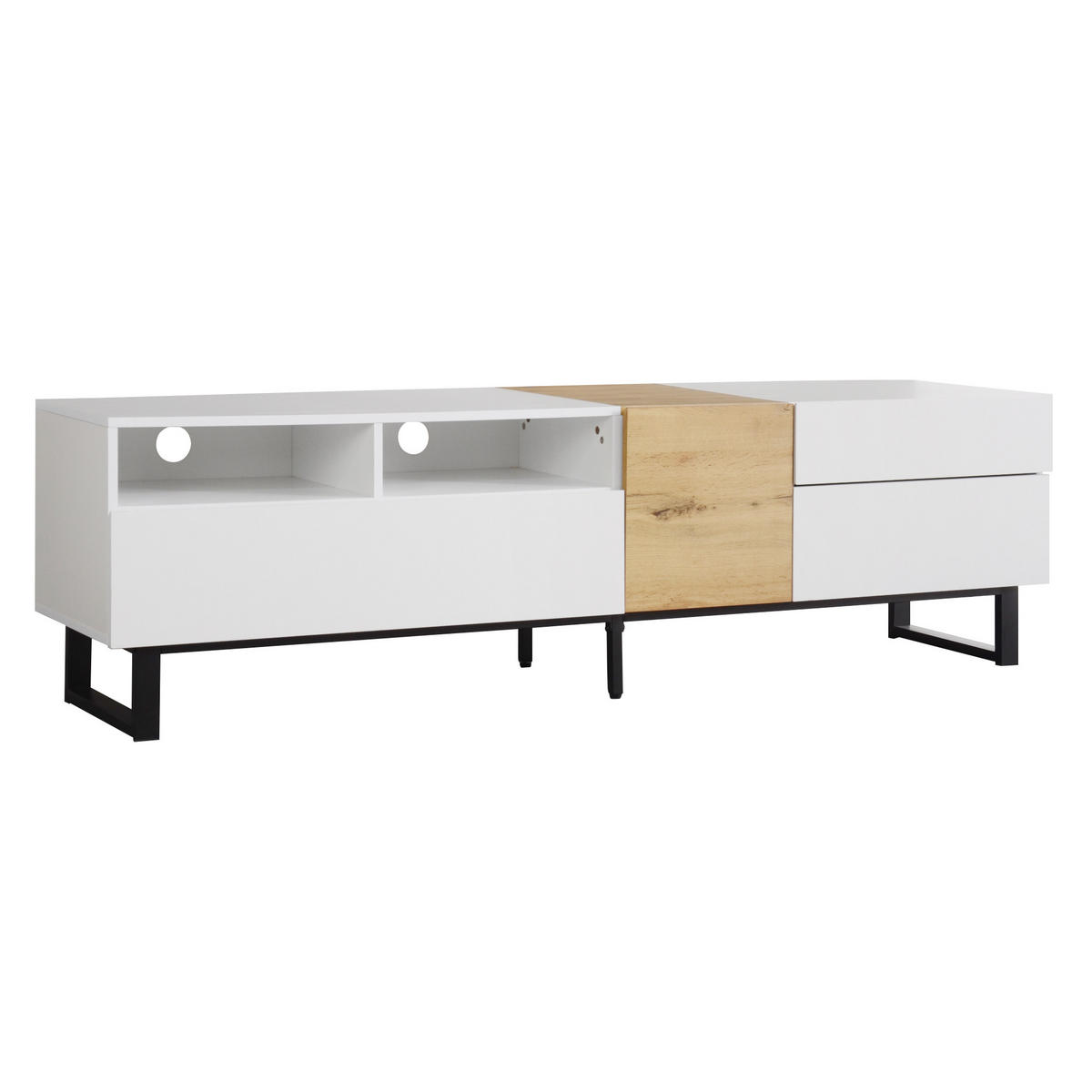 TV-SCHRANK Modern Weiß & Holzoptik Minimalistisch 180x50cm - Weiß, Holz (44.5/13/103.5cm) - FLIEKS