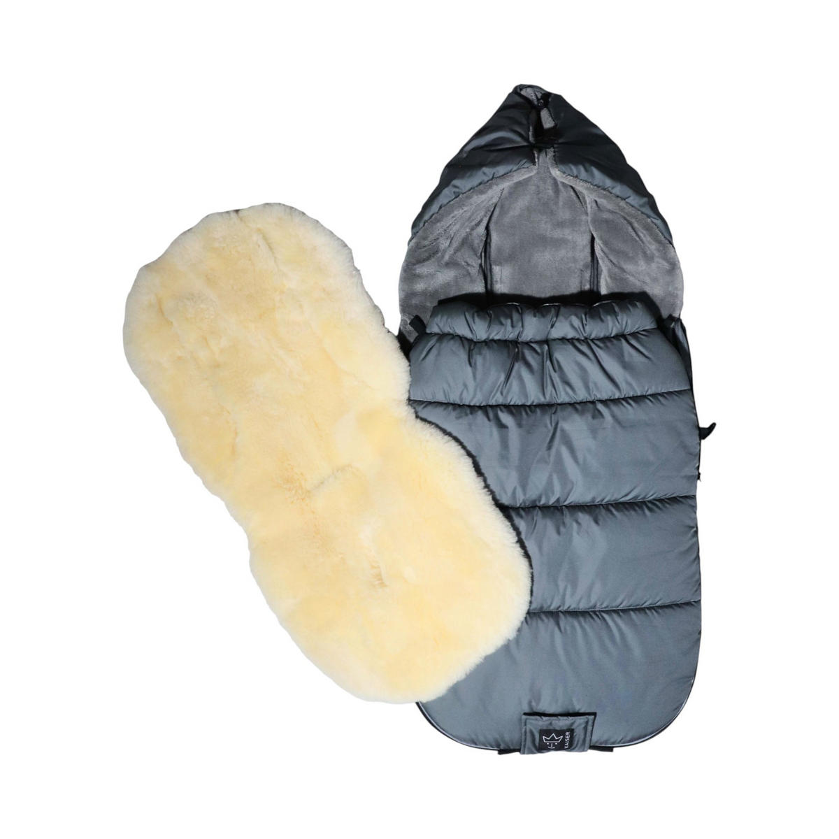 KINDERWAGENFUSSSACK Sheep mit Lammfelleinlage, anthracite - Grau, Textil/Fell (45/100cm) - Kaiserbaby