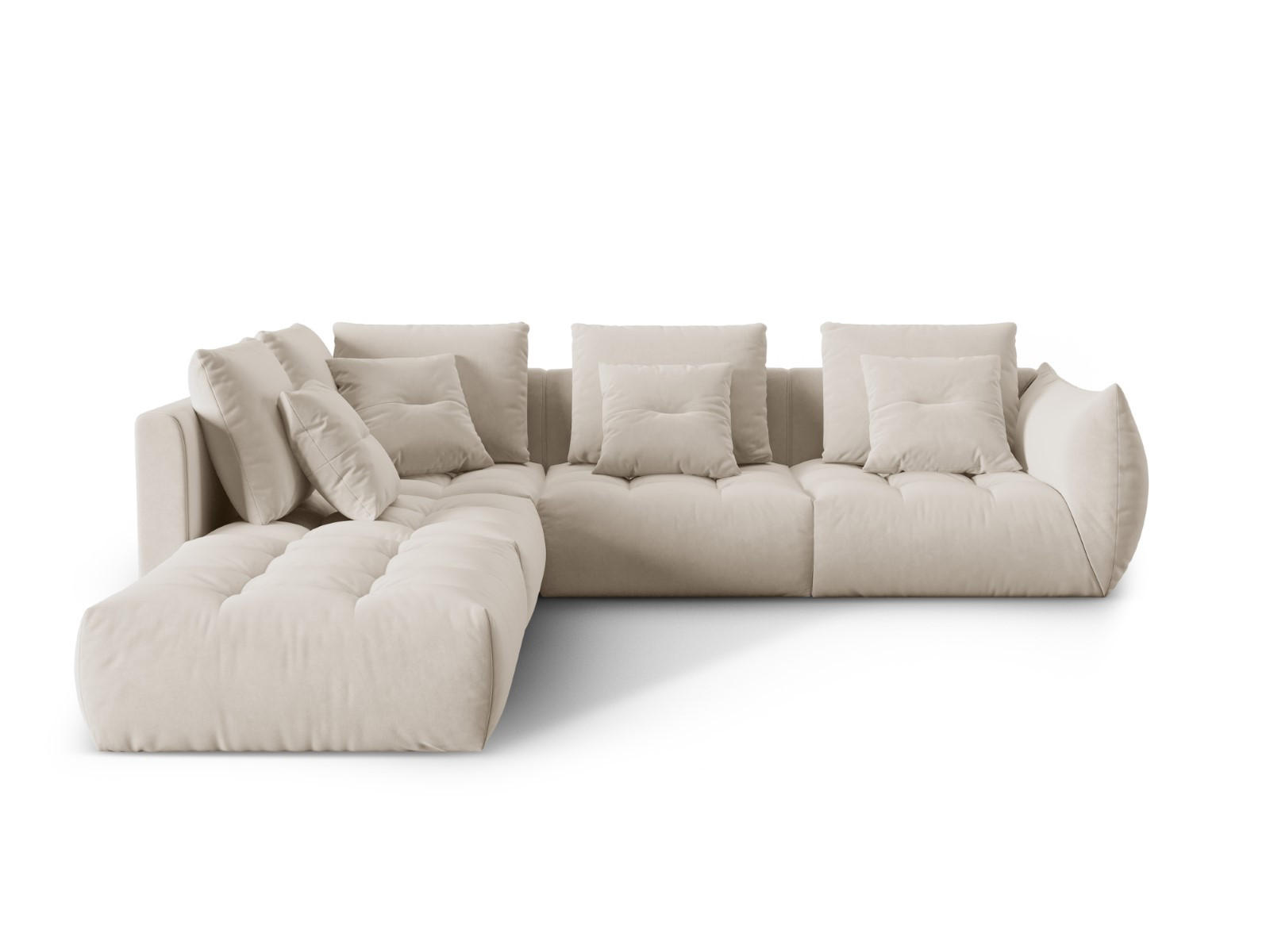 ECKSOFA modular links Bloom aus Samt ecru 4 Sitzplätze - Ecru, Textil (310/316cm) - Micadoni