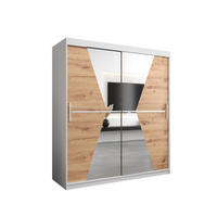 SCHWEBETÜRENSCHRANK 200/180/62 2-türig - Silberfarben/Eiche Artisan, Holz/Kunststoff (180/200/62cm) - Abiks Möbel