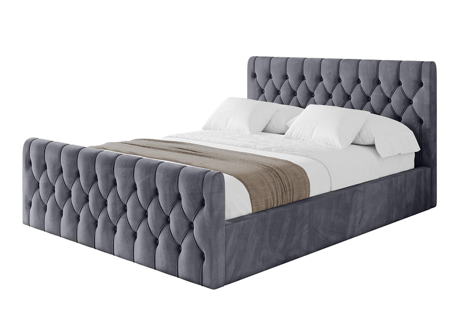 POLSTERBETT mit Bettkasten, Fußteil und Lattenrost, Boxbett mit Matratze H3/H4 - RENO-Z 120x200 Dunkelgrau - Dunkelgrau, Holzwerkstoff/Textil (120/200cm) - ALTDECOR