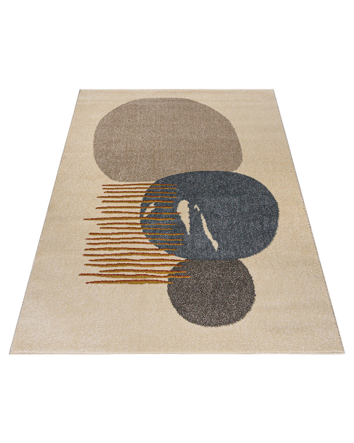 TEPPICH Beige Geometrisch In-Outdoor Pflanzlich Kurzflor Rechteckig 250 x 350 cm - Ecru/Blaugrau, Textil (250/350cm) - Mazovia