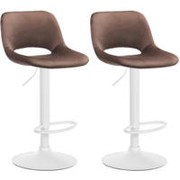 BARHOCKER 2er Set Samt braun - Weiß/Braun, Textil/Metall (42/86/46cm) - CLP