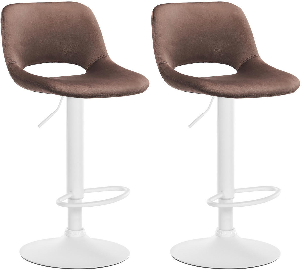 BARHOCKER 2er Set Samt braun - Weiß/Braun, Textil/Metall (42/86/46cm) - CLP