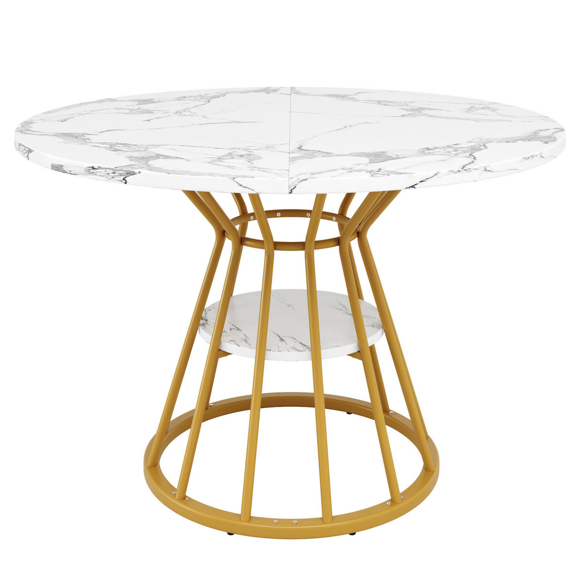 ESSTISCH 100x100x76 cm in Weiß und Gold aus MDF mit Marmoroptik - Goldfarben, Holzwerkstoff (100/100/76cm) - Modfu