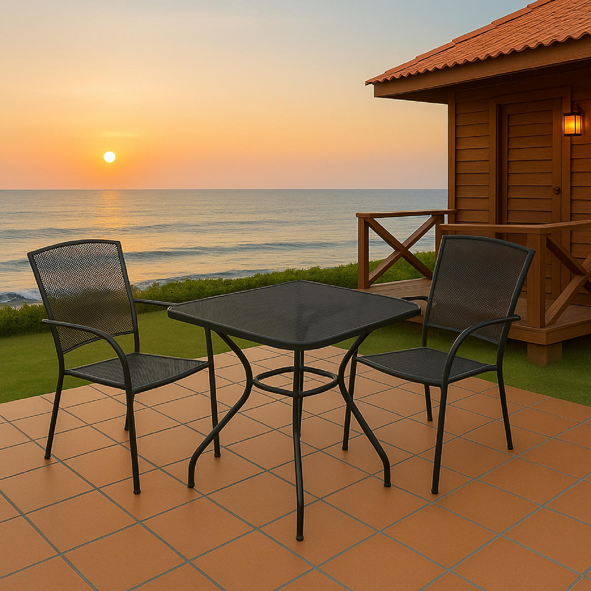 GARTENESSGRUPPE Glasgow - GARTEN-GARNITUR für 2 Personen - Gartenmöbel Set 3-teilig - Streckmetall anthrazit - Grau, Metall - TPFGarden