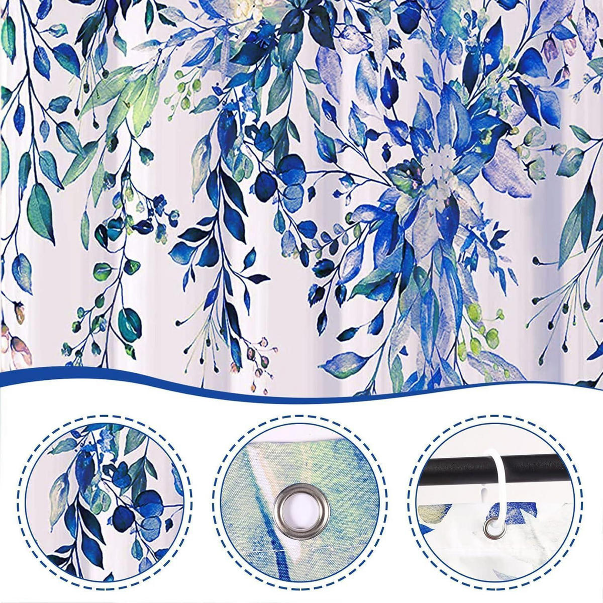 DUSCHVORHANG Blau 120 x 180 cm - Blau, Textil (120/180cm)