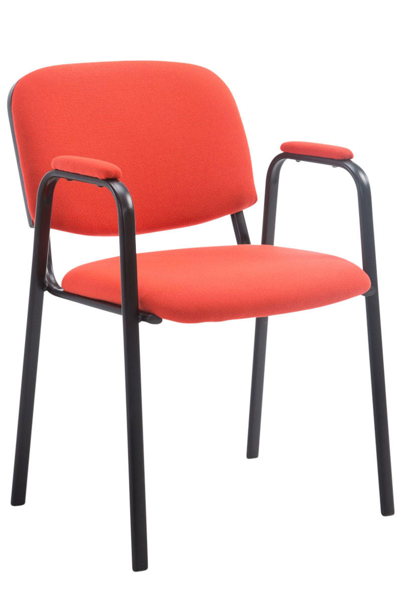 BESUCHERSTUHL Keen Pro, Stoffbezug mit Armlehne - Gestell Schwarz / Bezug Rot - Rot/Schwarz, Textil/Metall (53/79/53cm) - TPFLiving