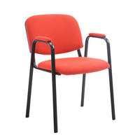 BESUCHERSTUHL Keen Pro, Stoffbezug mit Armlehne - Gestell Schwarz / Bezug Rot - Rot/Schwarz, Textil/Metall (53/79/53cm) - TPFLiving