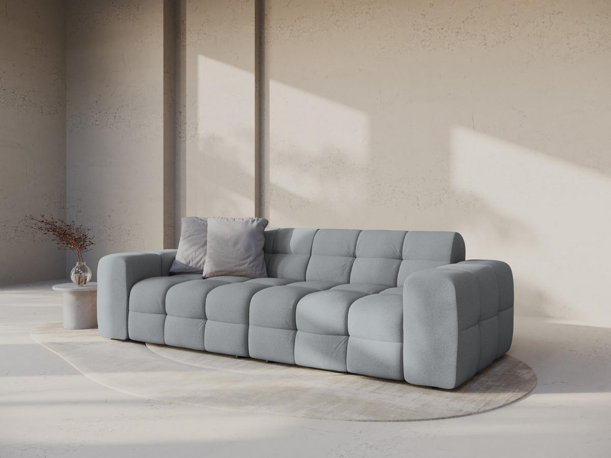 SOFA Kendal aus strukturiertem Stoff platin 4 Sitzplätze - Platinfarben, Textil (255/79/103cm) - Micadoni