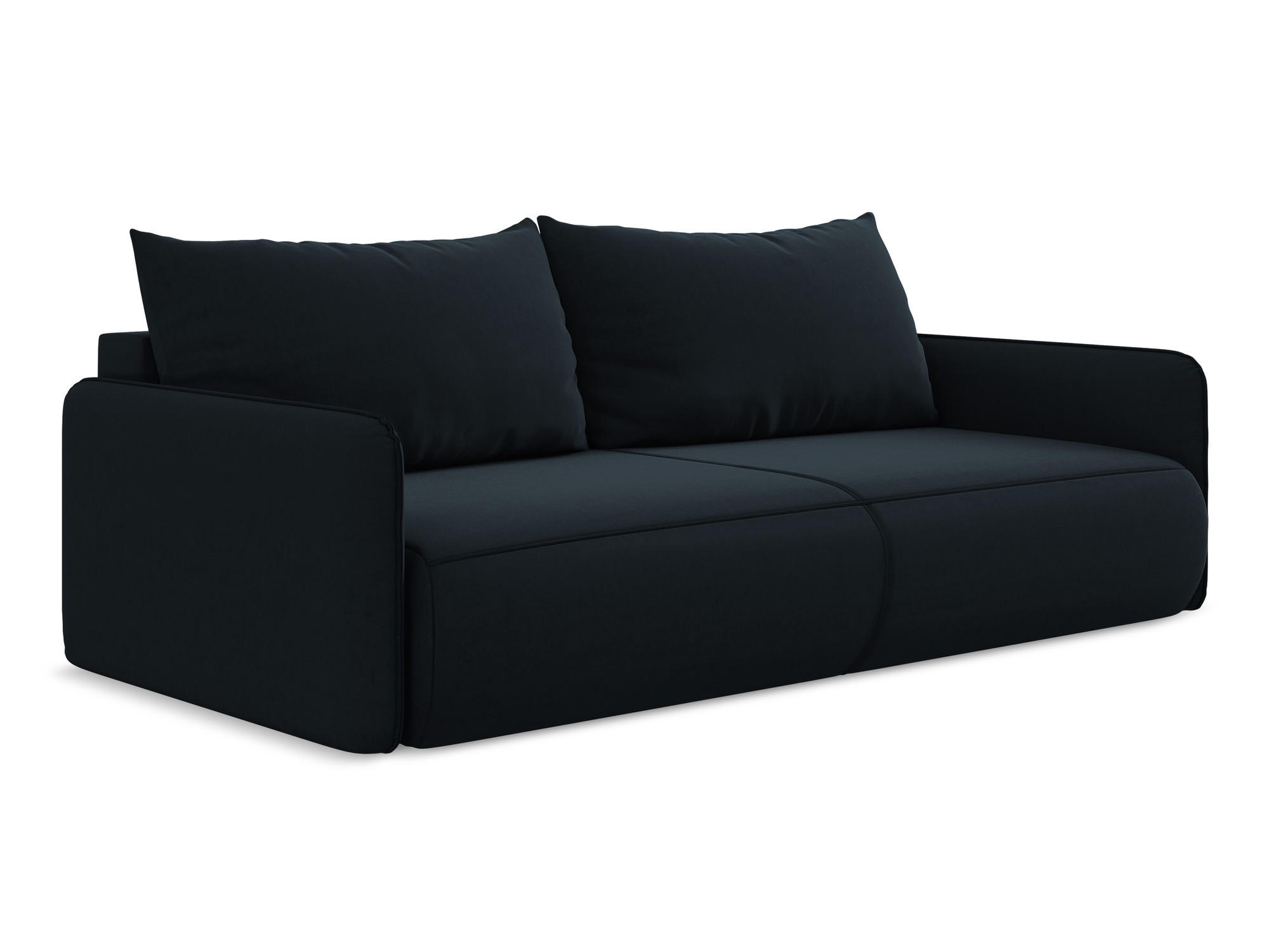 3-SITZER SOFA mit Schlaffunktion Samt Stoff Blau - Blau/Schwarz, Kunststoff/Textil (216/86/105cm) - Makamii