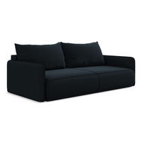 3-SITZER SOFA mit Schlaffunktion Samt Stoff Blau - Blau/Schwarz, Kunststoff/Textil (216/86/105cm) - Makamii