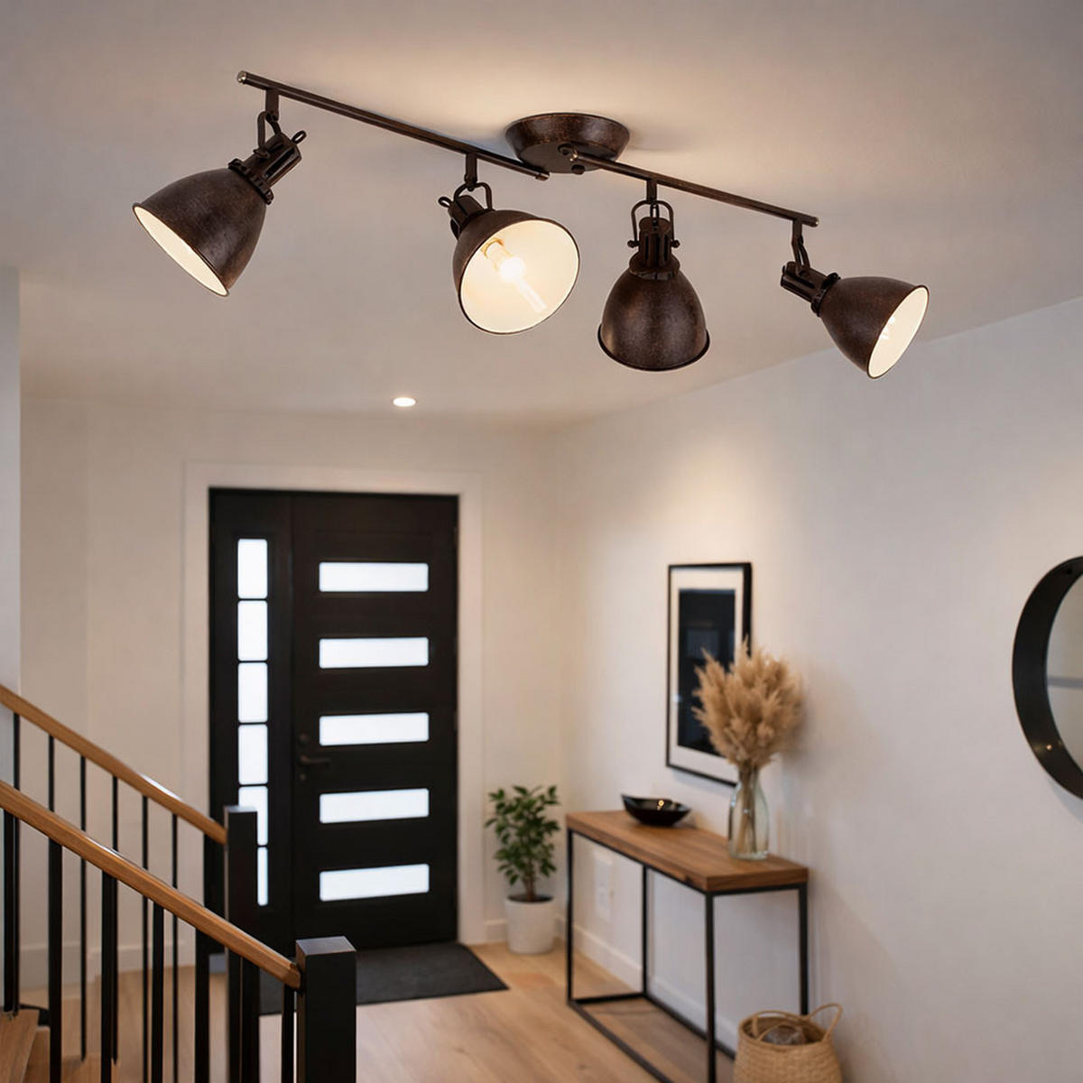 LED DECKENLEUCHTE Metall Rostoptik Braun - Braun, Metall (80/15/20cm) - Globo Lighting