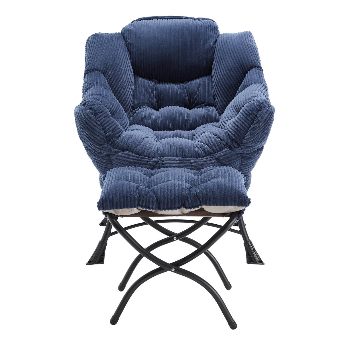 LOUNGESESSEL mit Hocker, Seitentasche Stahlrahmen 69,9/64/95 cm Dunkelblau - Dunkelblau, Textil (69.9/95/64cm) - Redom