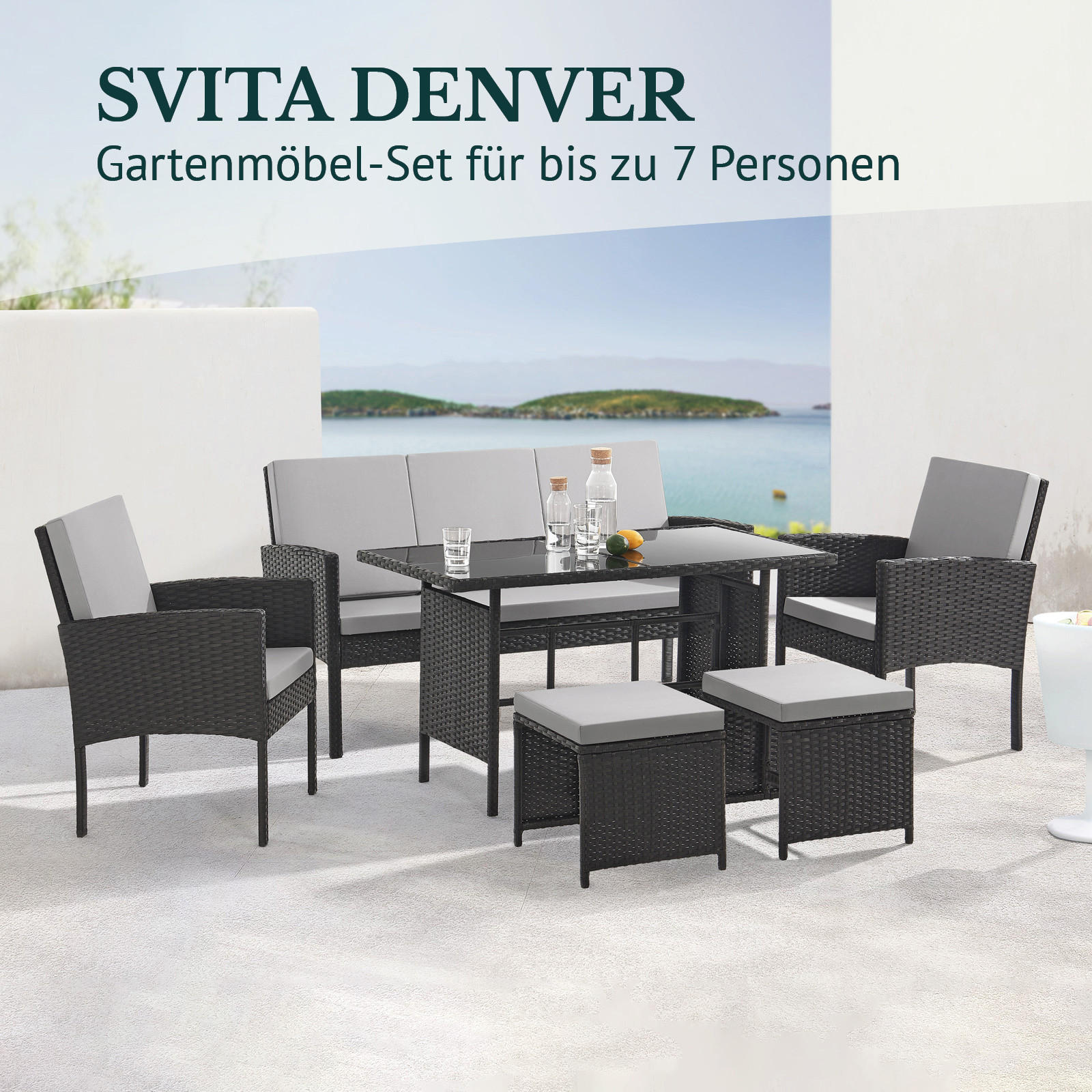 SITZGRUPPE Denver Schwarz - Schwarz, Kunststoff - SVITA