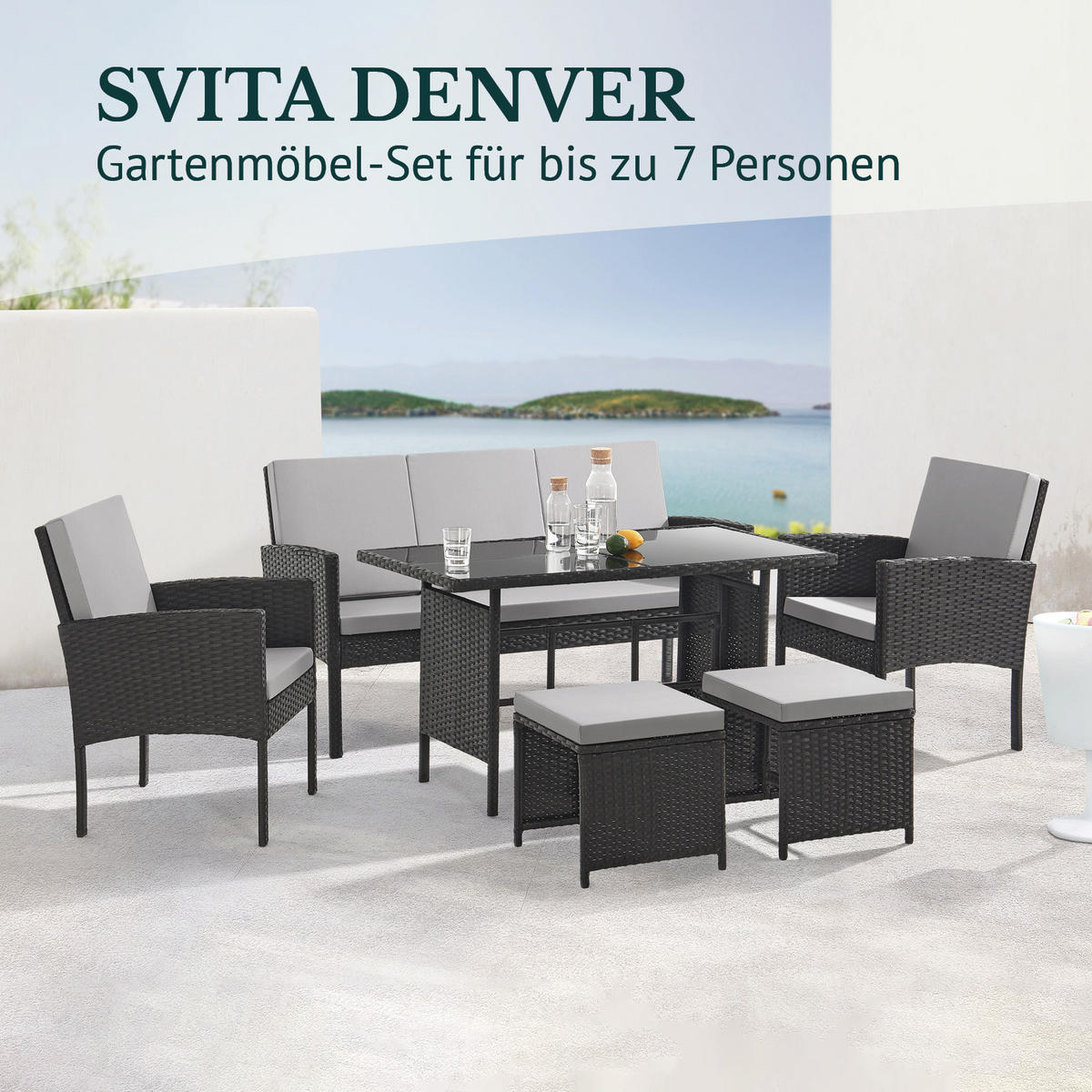 SITZGRUPPE Denver Schwarz - Schwarz, Kunststoff - SVITA