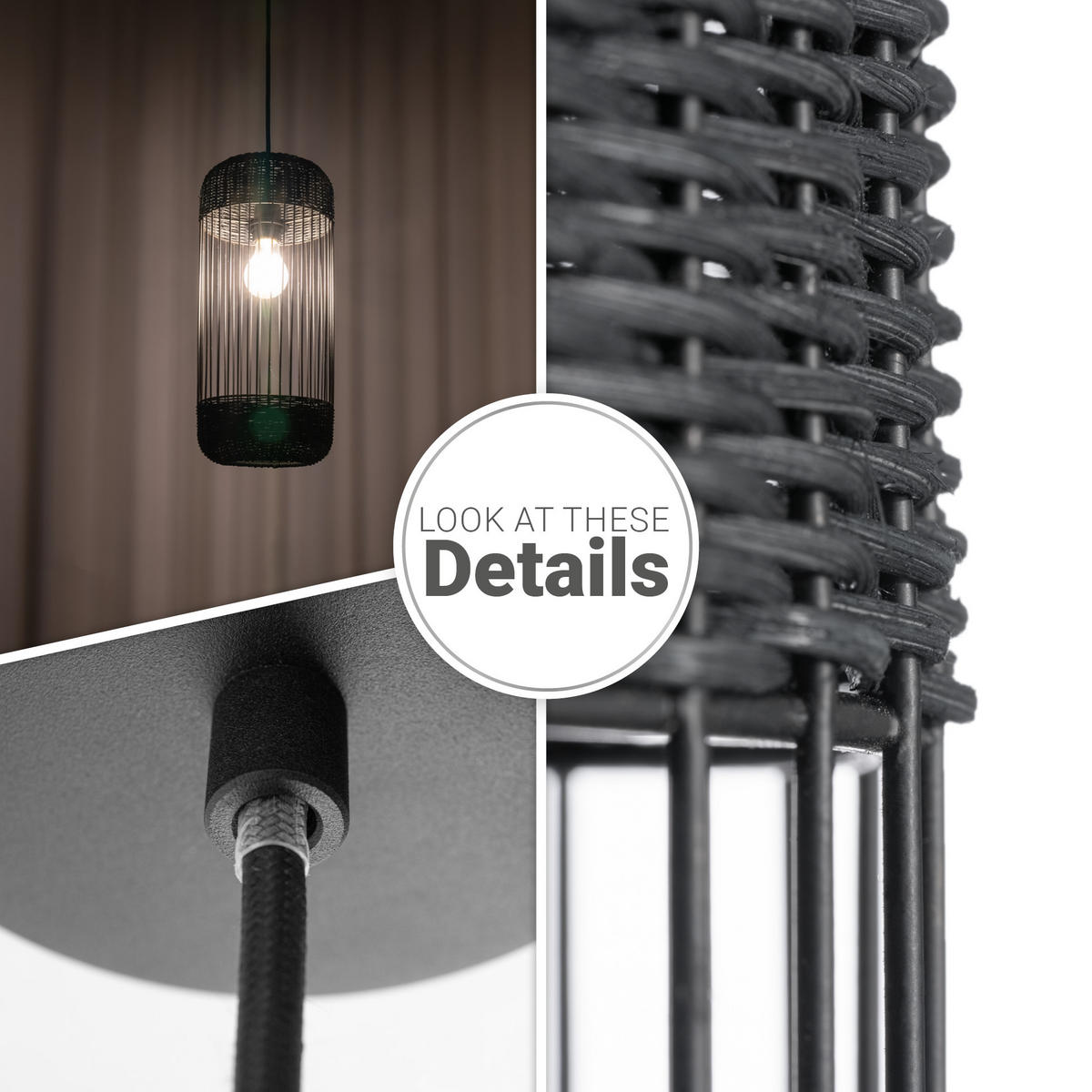 PENDELLEUCHTE Pusta - Schwarz, Metall (19/19/40.4cm) - Paco Home