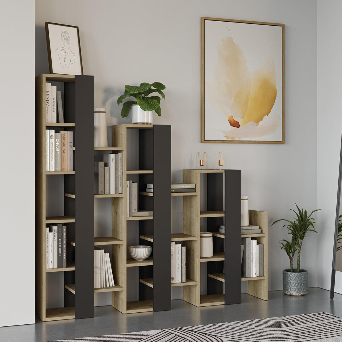 REGAL Trenner Anissa - H151 cm - Eiche Artisan/Grau, Holzwerkstoff (29/151/158cm) - Calicosy