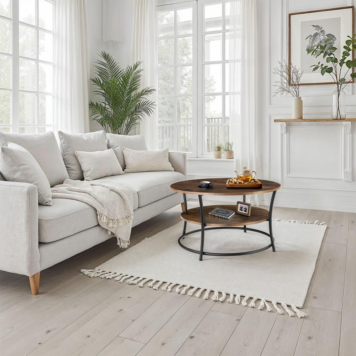 COUCHTISCH Cromford, 80 x 46 cm, Industrial Holz dunkel, rustikal - Rostfarben, Holzwerkstoff (80/80/46cm) - tectake