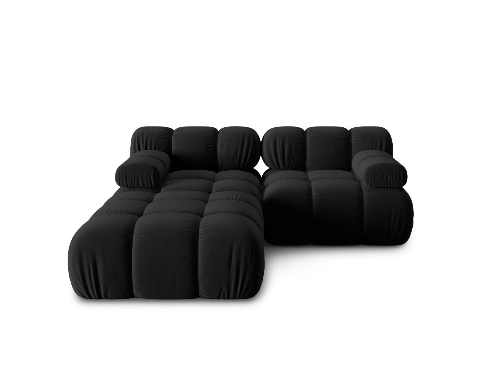 MODULARES-SOFA Bellis aus Samt schwarz 3 Sitzplätze - Schwarz, Textil (188/63/188cm) - Micadoni