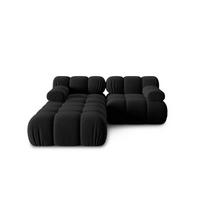 MODULARES-SOFA Bellis aus Samt schwarz 3 Sitzplätze - Schwarz, Textil (188/63/188cm) - Micadoni