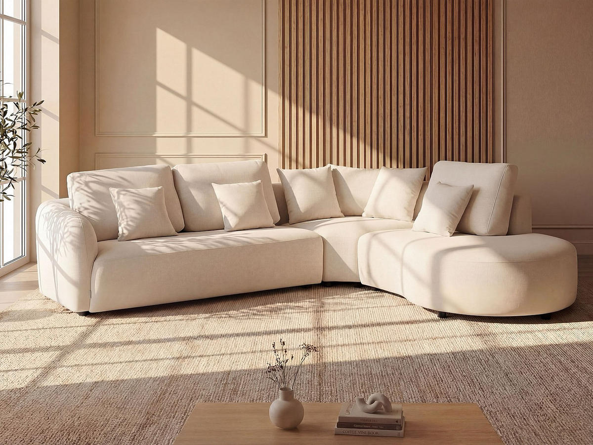 SOFA - 5 Personen - stoff - gebrochenes weiß Lomesi - Weiß, Textil (302/90/264cm) - Vente-Unique
