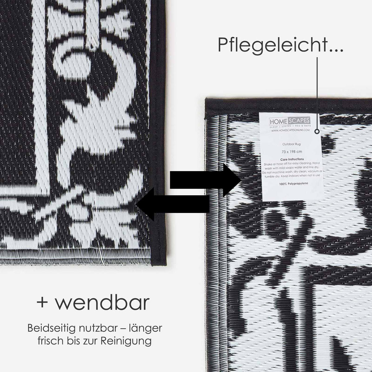 OUTDOORTEPPICH-LÄUFER mit Damast-Muster rund 72/198 cm - Multicolor, Kunststoff (73/198cm) - Homescapes