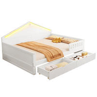 KINDERBETT 140/200 cm in Weiß mit Schubladen und LED - Weiß, Holz/Holzwerkstoff (140/200cm) - WISHDOR