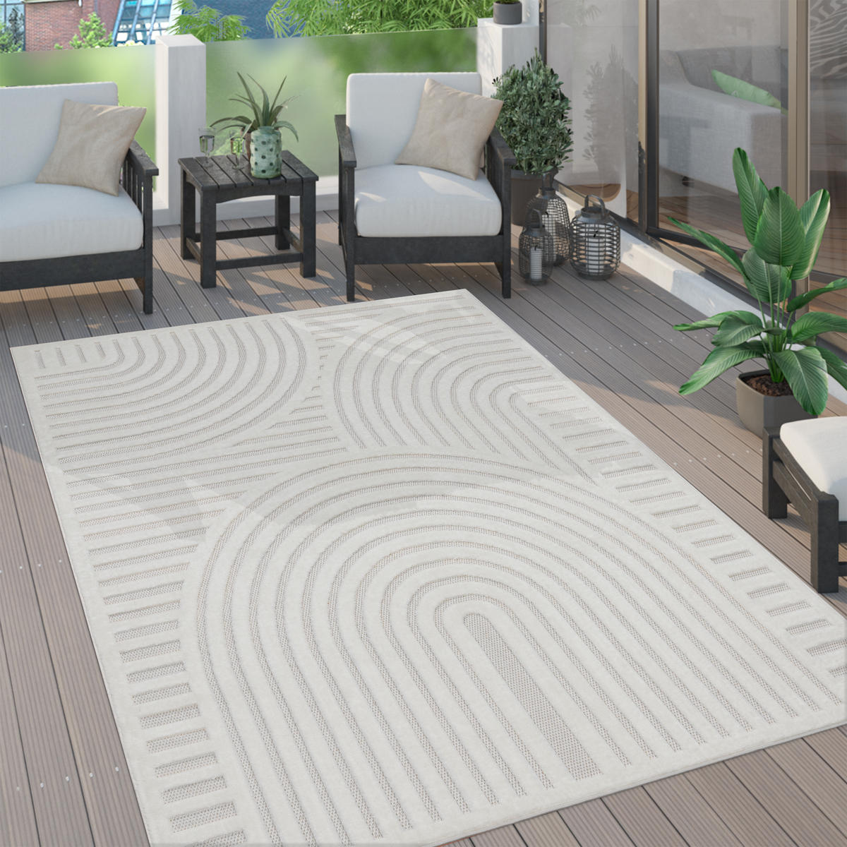 OUTDOORTEPPICH 140/200 cm Livorno 674 - Creme, Textil (140/200cm) - Paco Home