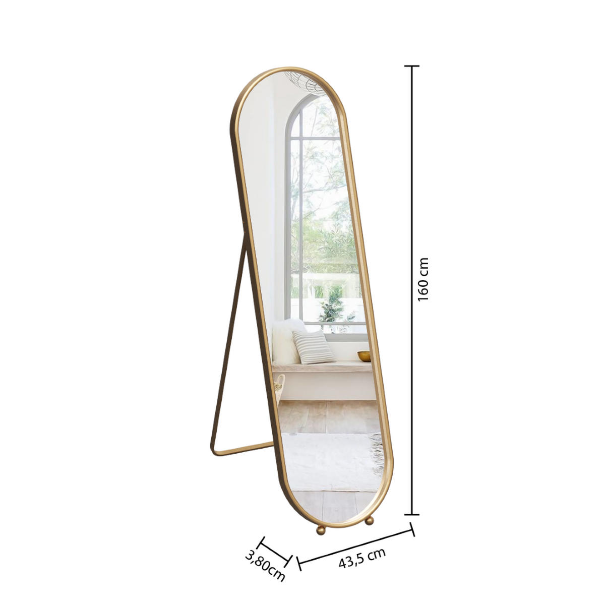 STANDSPIEGEL Edi 43,5/160 cm - Goldfarben, Metall (43.5/160/79cm) - Atmosphera Createur d´interieur