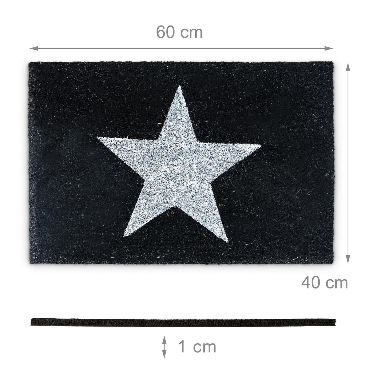 FUSSMATTE - Schwarz, Kunststoff/Textil (40/60cm) - Relaxdays
