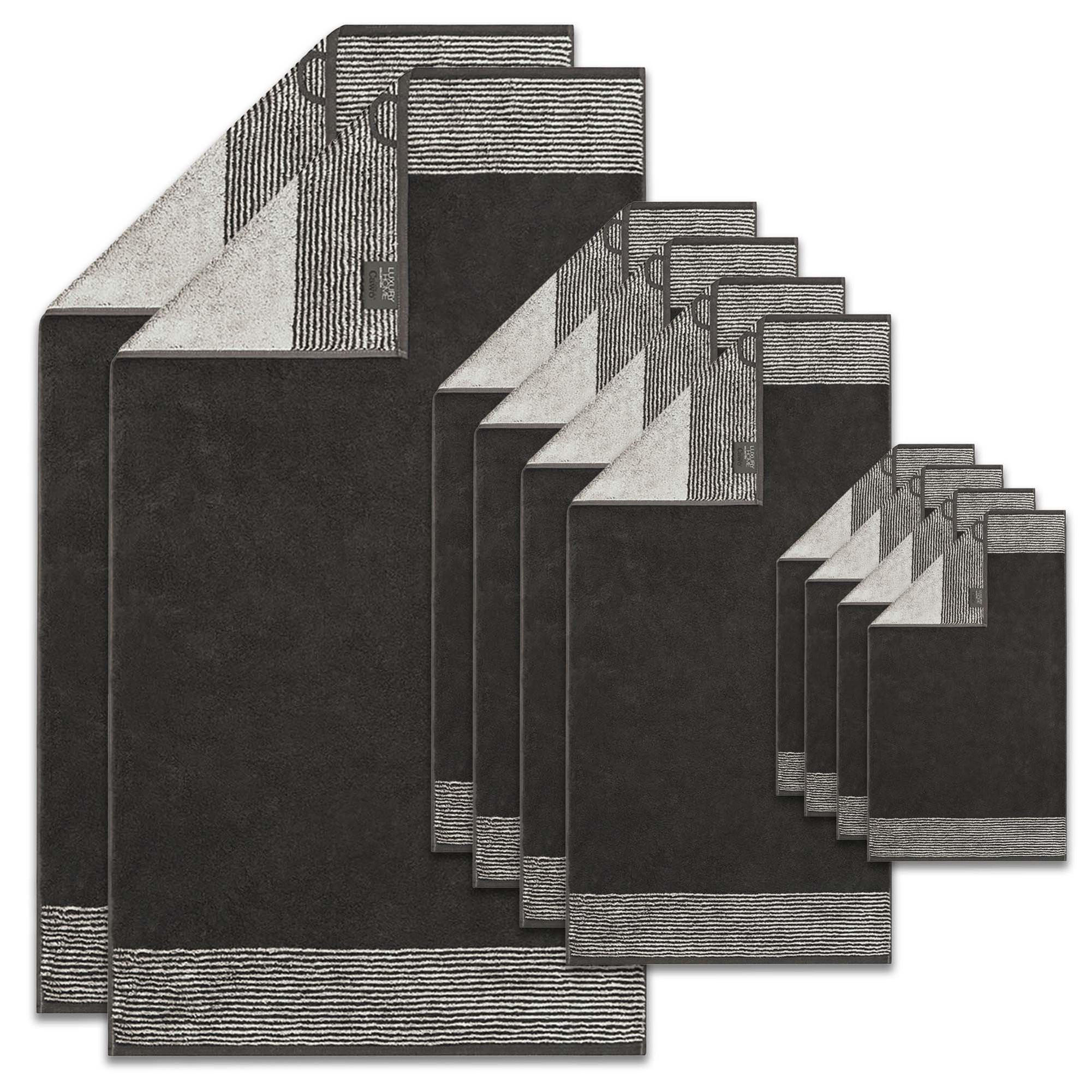 HANDTUCH Set - 10-teilig in Basalt, 100% Baumwolle - Dunkelgrau, Naturmaterialien (200/135cm) - Cawoe