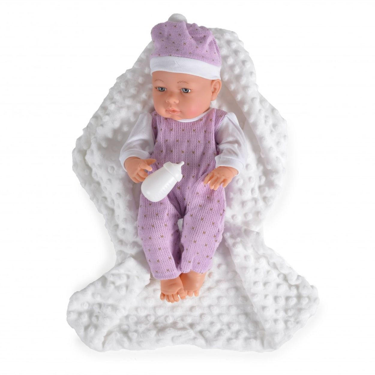 KINDERPUPPE 9303 lila 41 cm, 3-teiliges Set, Kuscheldecke, Trinkflasche, ab 3 Jahren - Violett, Kunststoff (25/15/41cm) - Moni