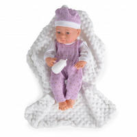 KINDERPUPPE 9303 lila 41 cm, 3-teiliges Set, Kuscheldecke, Trinkflasche, ab 3 Jahren - Violett, Kunststoff (25/15/41cm) - Moni