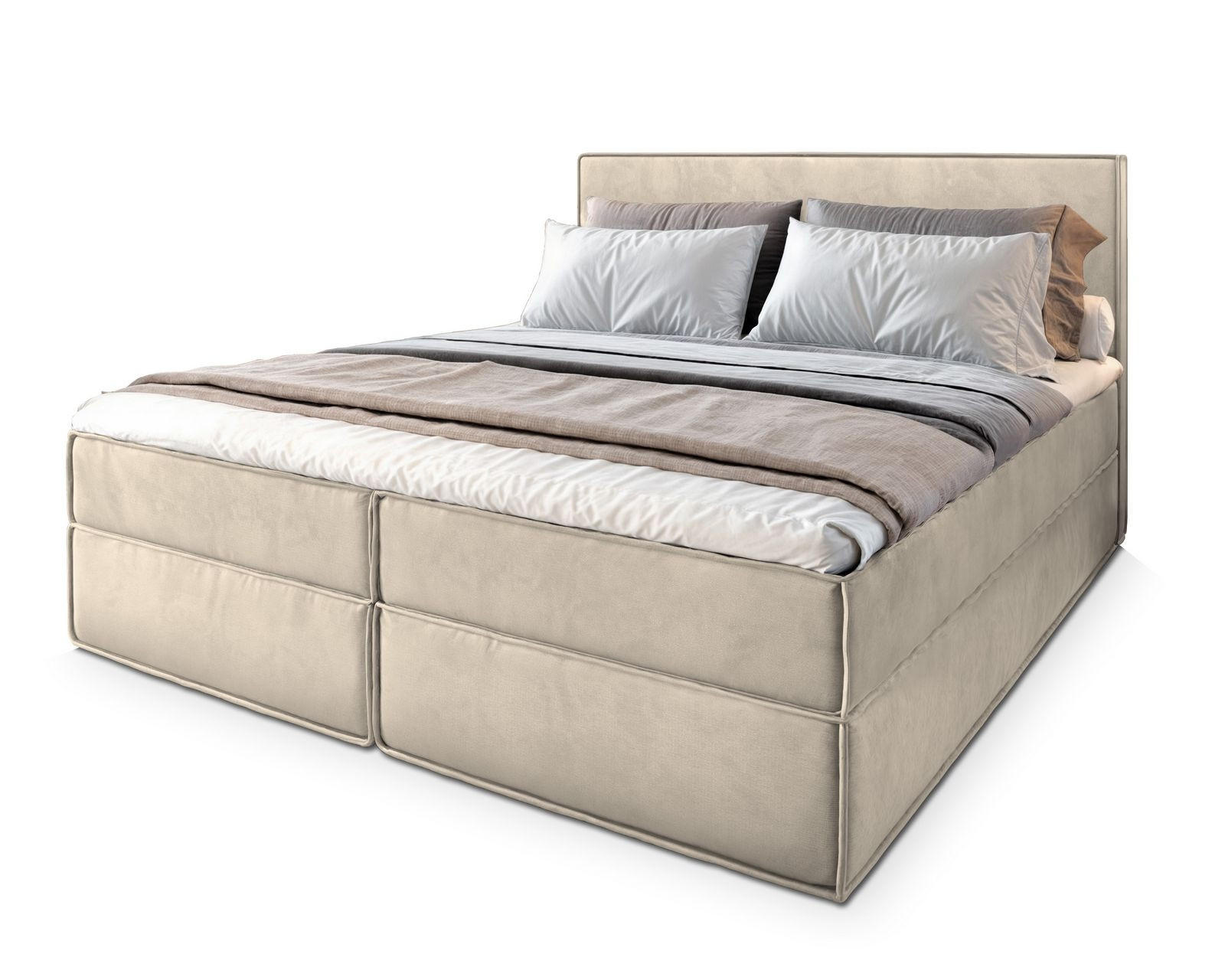 POSTEL BOXSPRING PELLIO 140x200 cm, s matrací a úložným prostorem, krémová - krémová, kompozitní dřevo/textil (140/200cm) - MASSENO