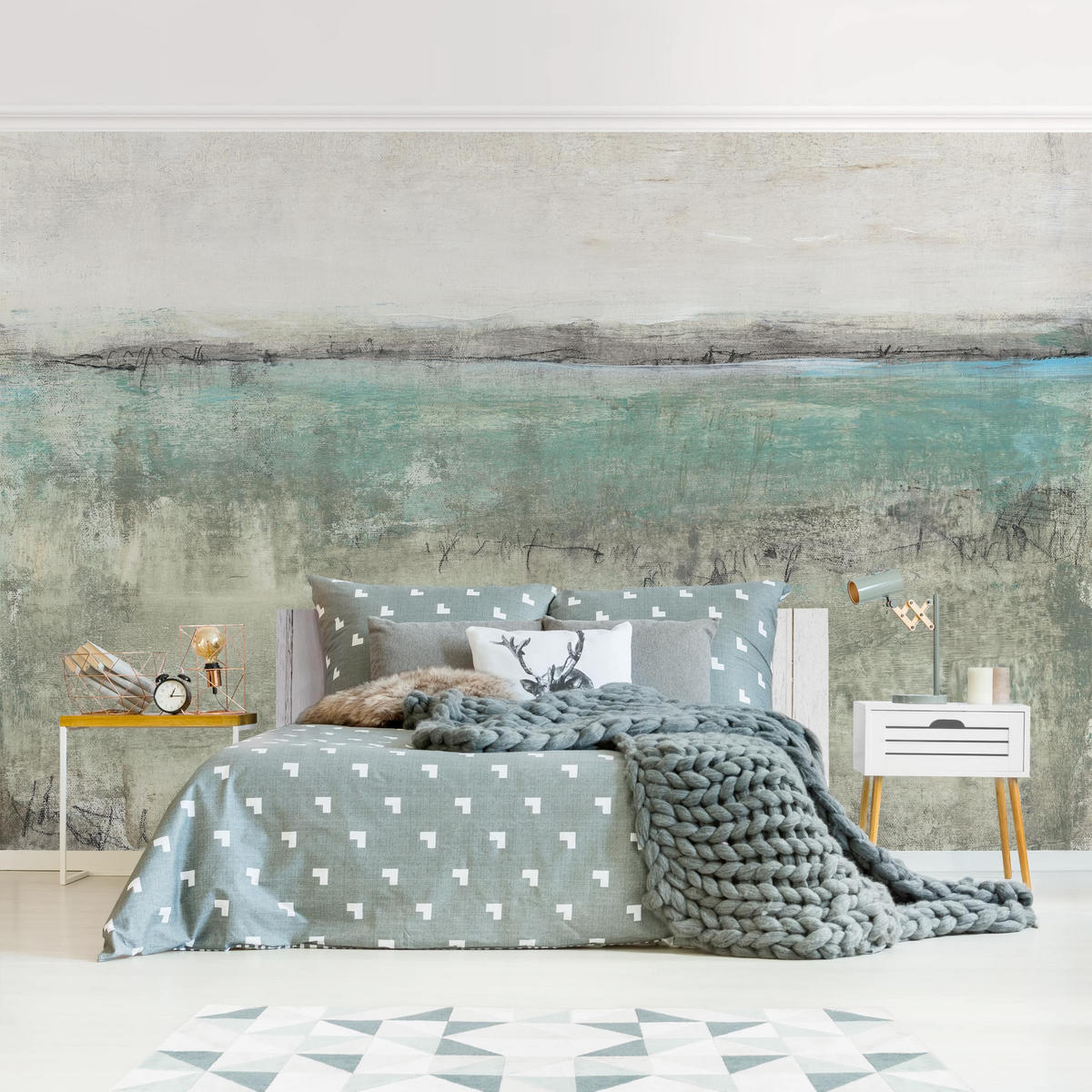 FOTOTAPETE Horizont über Türkis I 288/190 cm - Türkis, Papier (288/190cm) - Bilderwelten