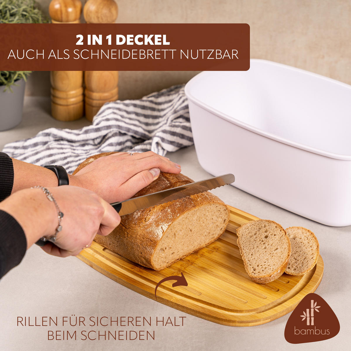 BROTKASTEN, weiß - Weiß, Kunststoff (22.5/13.5/37cm) - bremermann