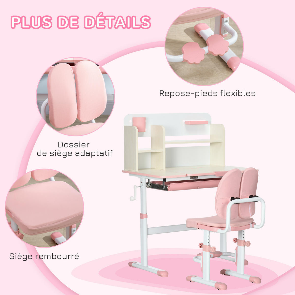 KINDERSCHREIBTISCH DE-17536 Rosé - Pink, Metall (80/109/52cm) - ComfortXL