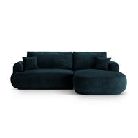 SCHLAFSOFA modular mit Bettkasten rechts Ella aus Samt petrol 5 Sitzplätze - Petrol, Textil (174/271cm) - Micadoni
