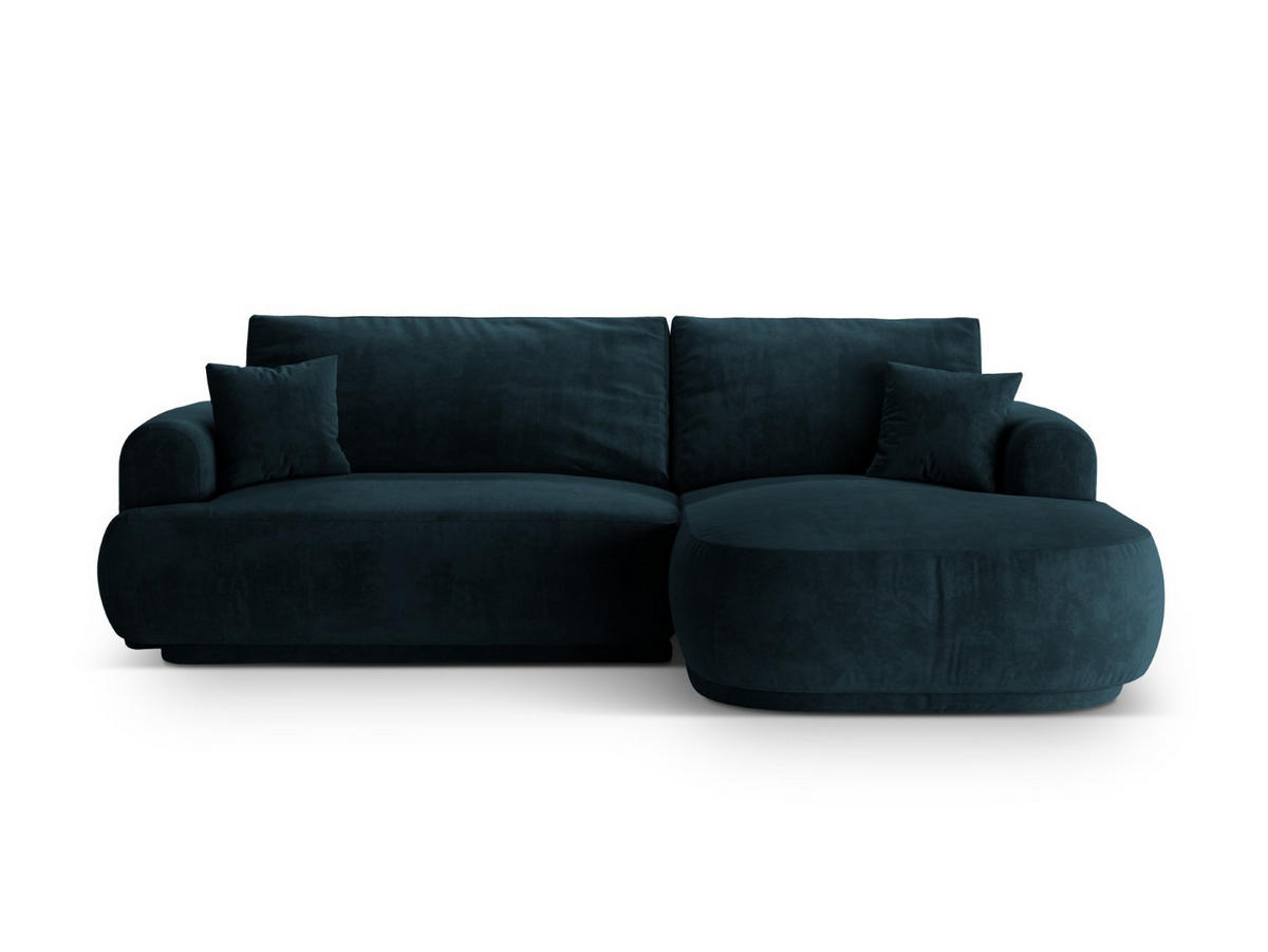 SCHLAFSOFA modular mit Bettkasten rechts Ella aus Samt petrol 5 Sitzplätze - Petrol, Textil (174/271cm) - Micadoni