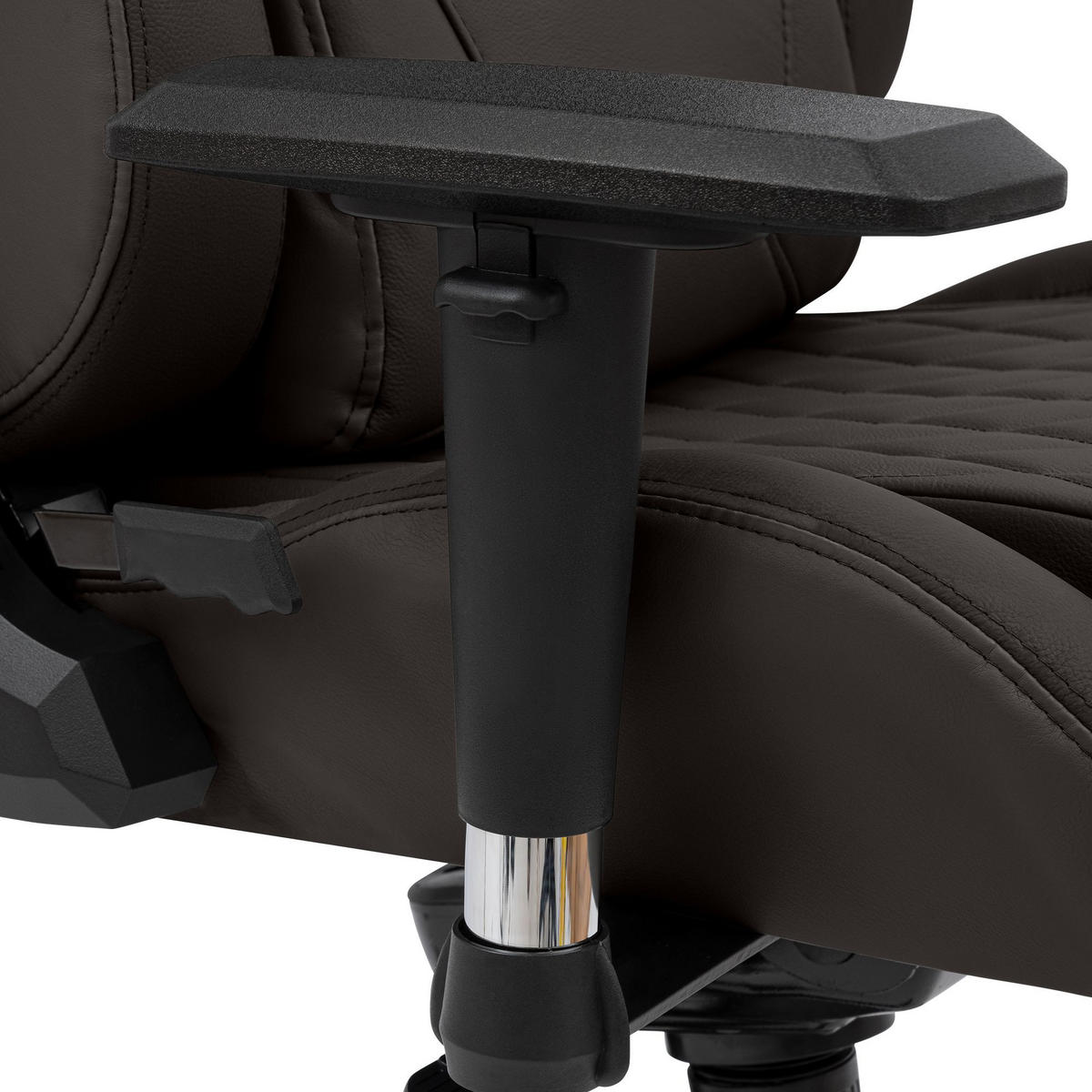 GAMINGSTUHL Echtleder braun - Schwarz/Braun, Leder/Metall (70/133/64cm) - CLP