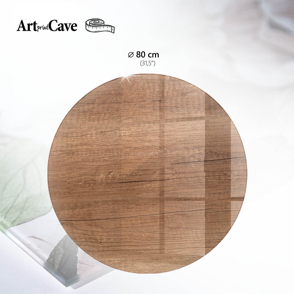 TISCHPLATTE fi80 cm – Warmes Holz - Grau, Glas (80/80/0.4cm) - Wallfluent