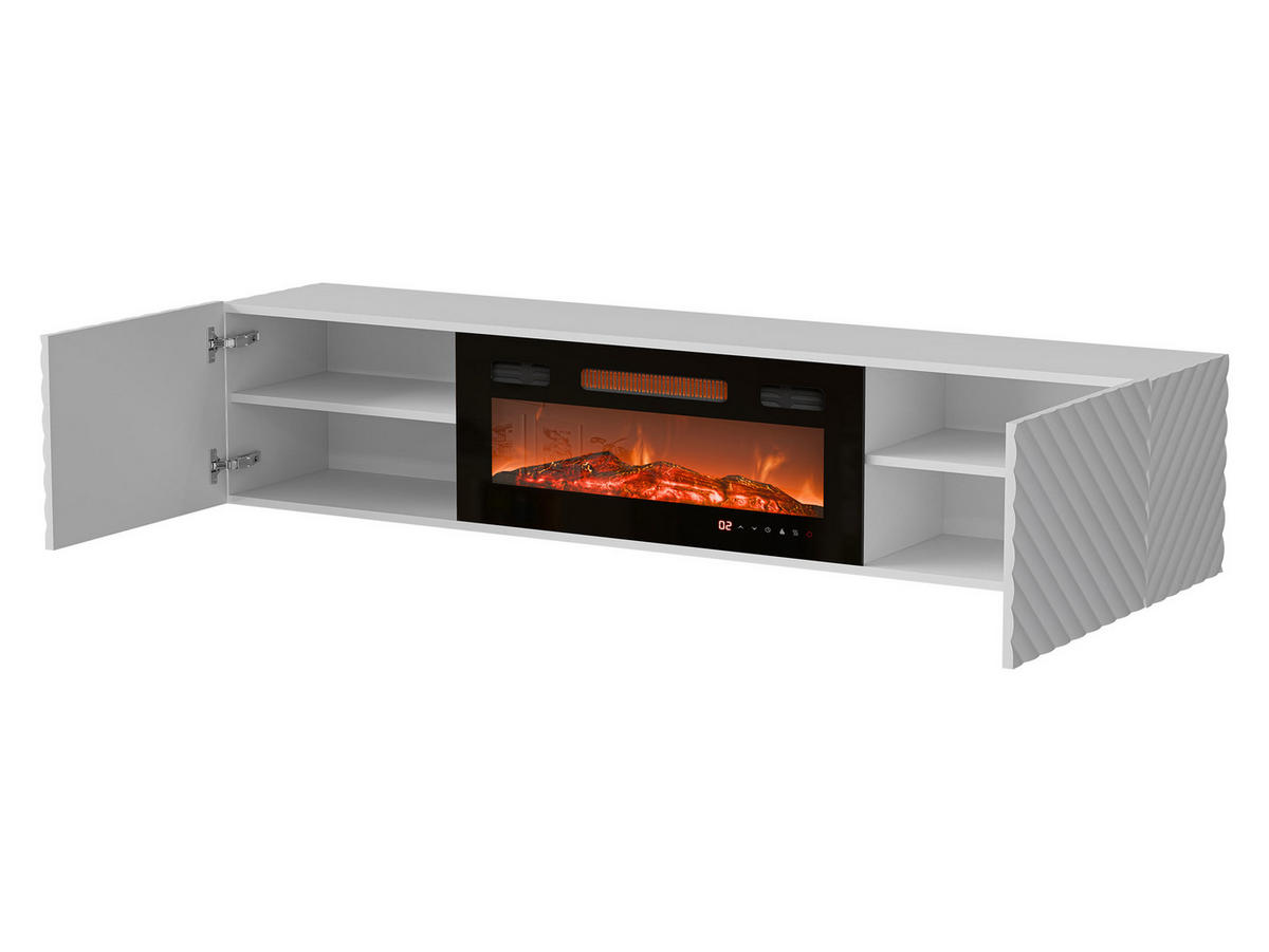 TV-LOWBOARD Lara mit Kamin - Weiß, Holzwerkstoff (183/37/35cm) - MIRJAN24