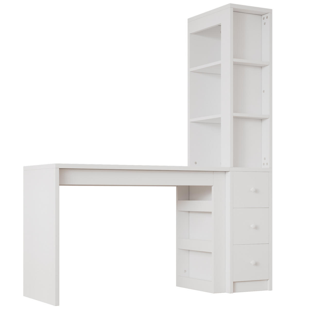 SCHREIBTISCH mit Bücherregal MDF 150x50x180 cm - Weiß, Holzwerkstoff (50/150/180cm) - Gisaae