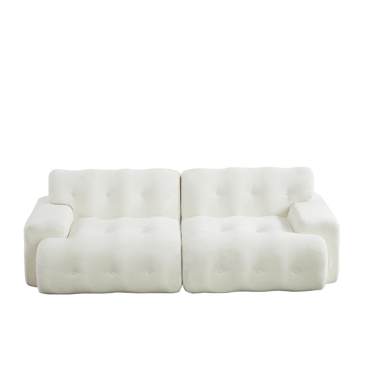 2-SITZER-SOFA aus Chenille 224x104x66 cm Beige montagefrei mit tiefer Sitzfläche und breiten Armlehnen - Beige, Textil (224/66/104cm) - Modfu