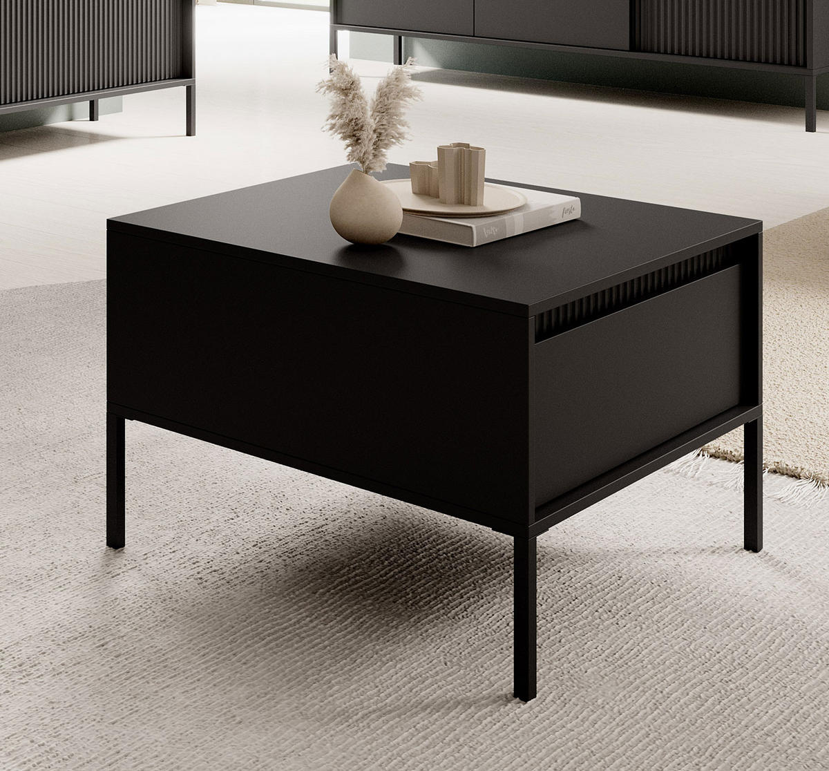COUCHTISCH Senso schwarz 68 / 68 / 49cm - Schwarz, Holz/Holzwerkstoff (68/68/49cm) - Feldmann-Wohnen