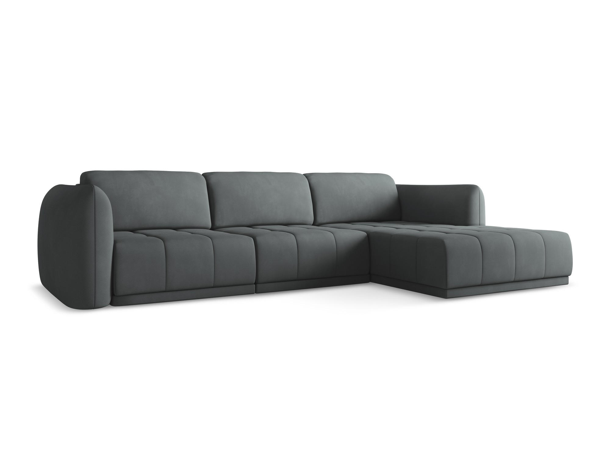 ECKSOFA Rechts Chenille Stoff Grau - Schwarz/Graphitfarben, Kunststoff/Textil (290/170cm) - Makamii
