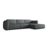 ECKSOFA Rechts Chenille Stoff Grau - Schwarz/Graphitfarben, Kunststoff/Textil (290/170cm) - Makamii
