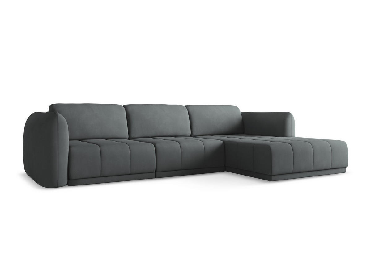 ECKSOFA Rechts Chenille Stoff Grau - Schwarz/Graphitfarben, Kunststoff/Textil (290/170cm) - Makamii